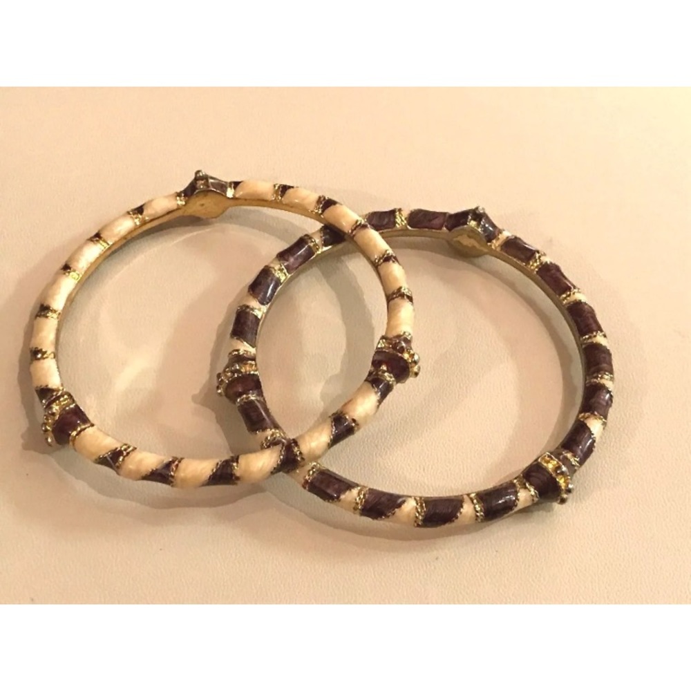 Indian Purple and White Pearl Bracelet Set